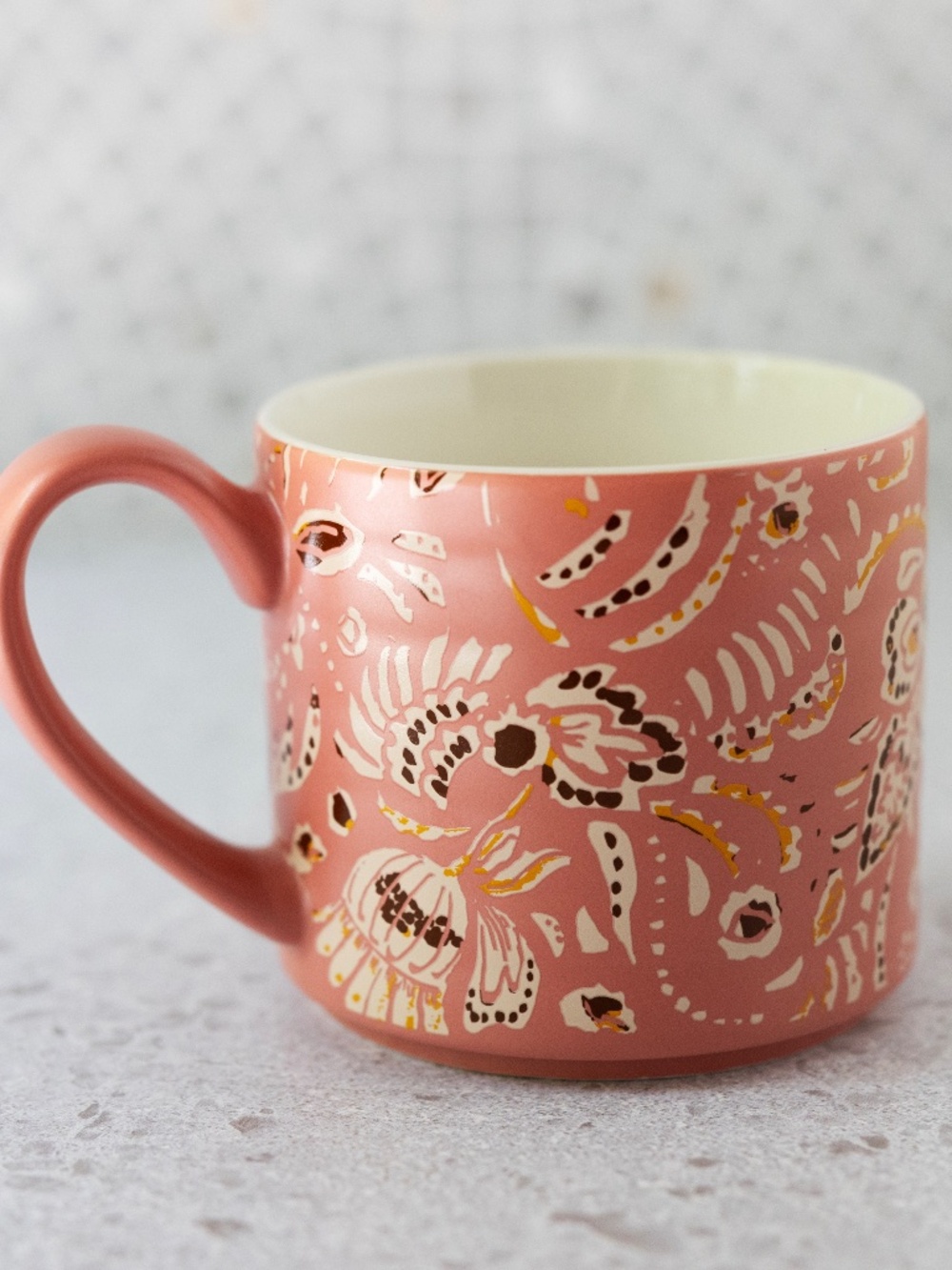 Pink Floral Coffee Mug 12 oz Threshold Stoneware Colorful New